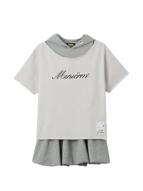 hoodied raw-cut dress by MINI CREAM