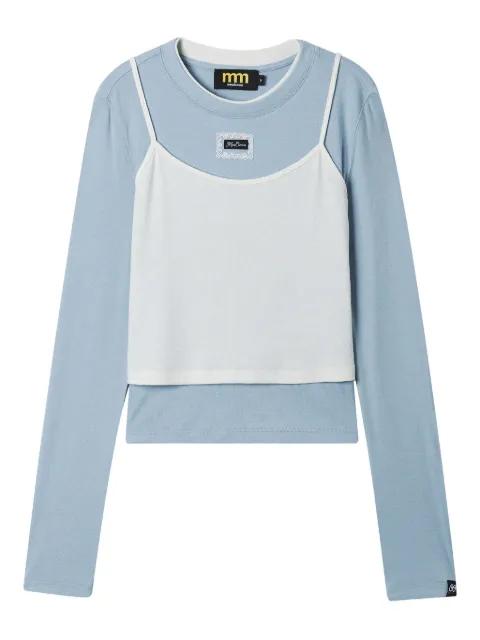 lace-trim long-sleeve T-shirt by MINI CREAM