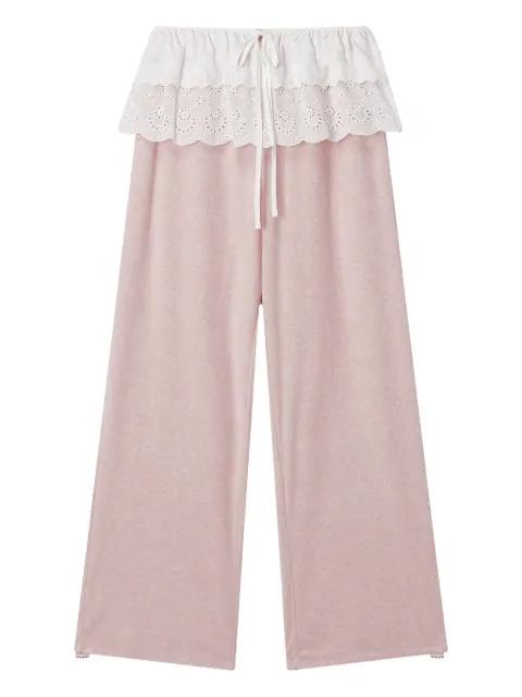 lace-trim trousers by MINI CREAM