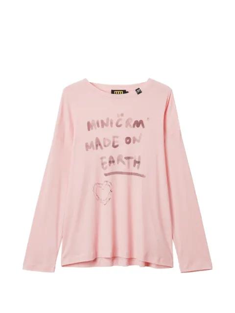lettering-print T-shirt by MINI CREAM