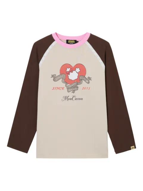 long-sleeve graphic-design T-shirt by MINI CREAM