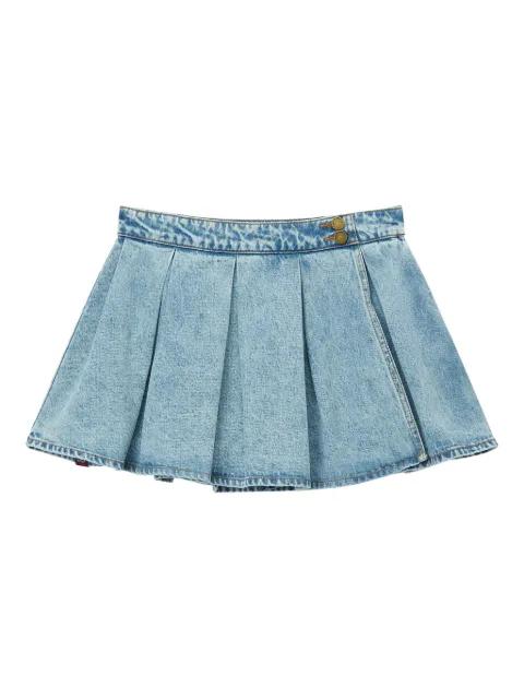 pleated denim mini skirt by MINI CREAM