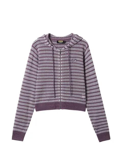 striped hoodied cardigan by MINI CREAM