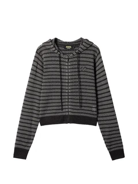 striped hoodied cardigan by MINI CREAM