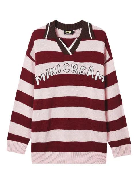 striped polo-neck sweater by MINI CREAM