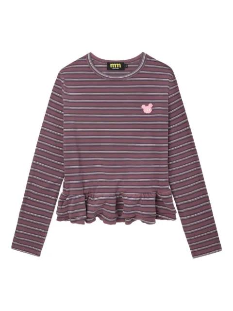striped ruffled T-shirt by MINI CREAM