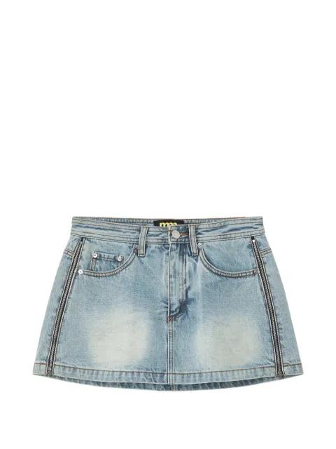 zip-detail star-patch mini skirt by MINI CREAM