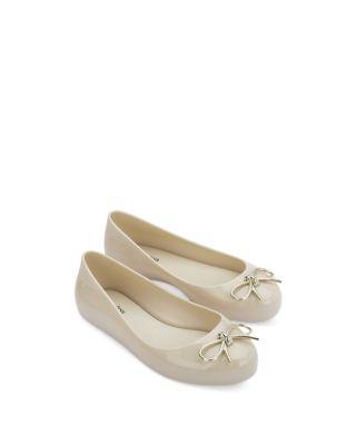 Girls' Sweet Love Chrome Metallic Bow Ballet Flats – Toddler by MINI MELISSA