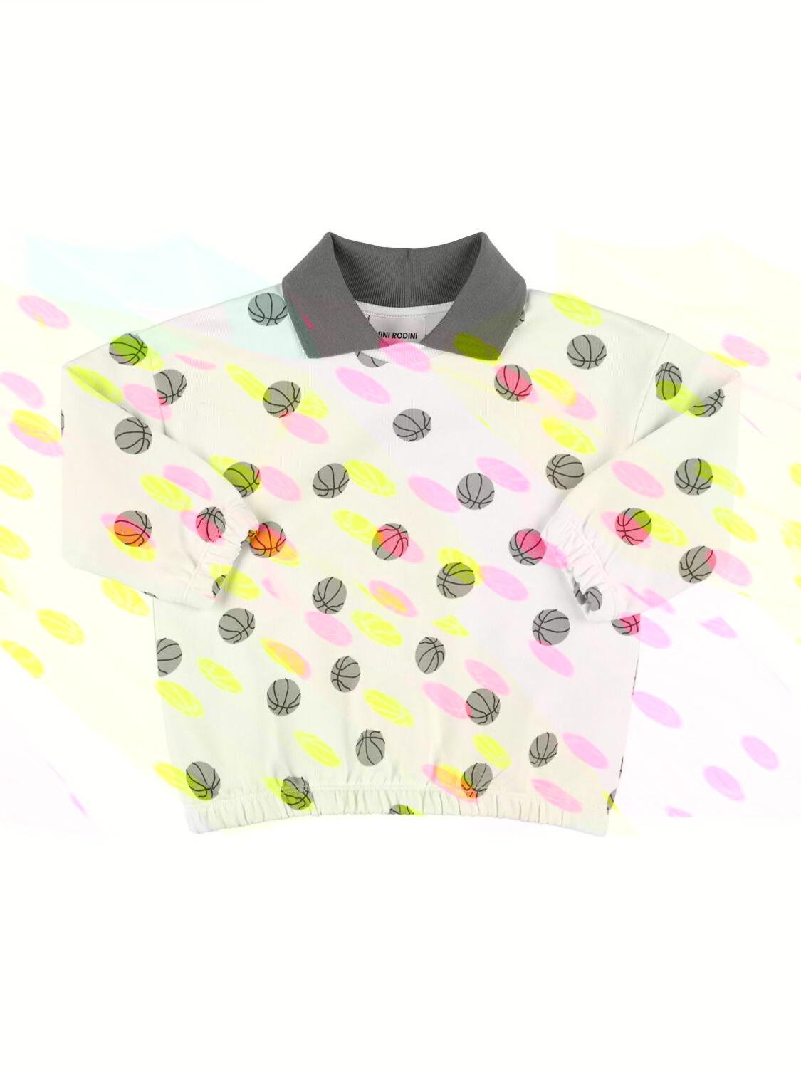 Printed Cotton Sweatshirt W/collar by MINI RODINI