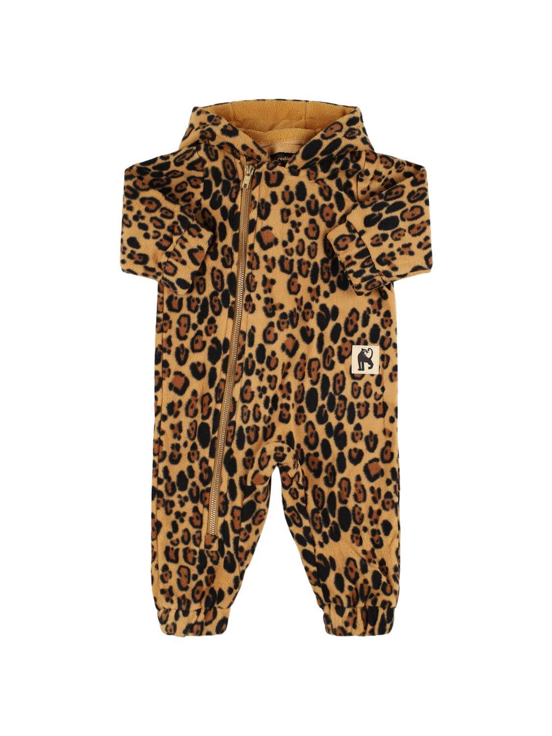 Recycled Poly Hooded Leopard Romper by MINI RODINI