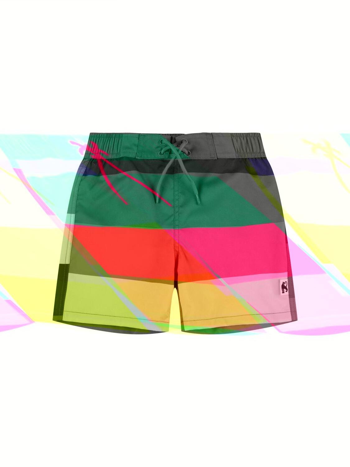 Striped Recycled Tech Swim Shorts by MINI RODINI