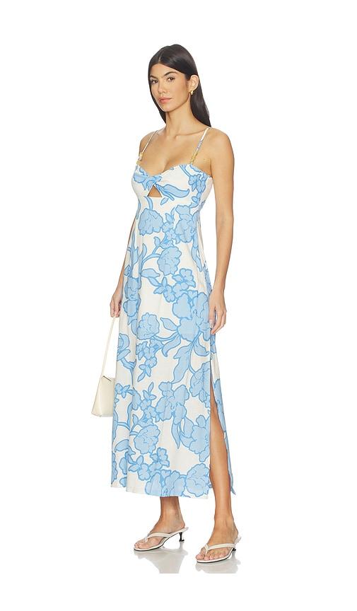 MINKPINK Alessia Twist Front Midi Dress in Blue,White by MINKPINK