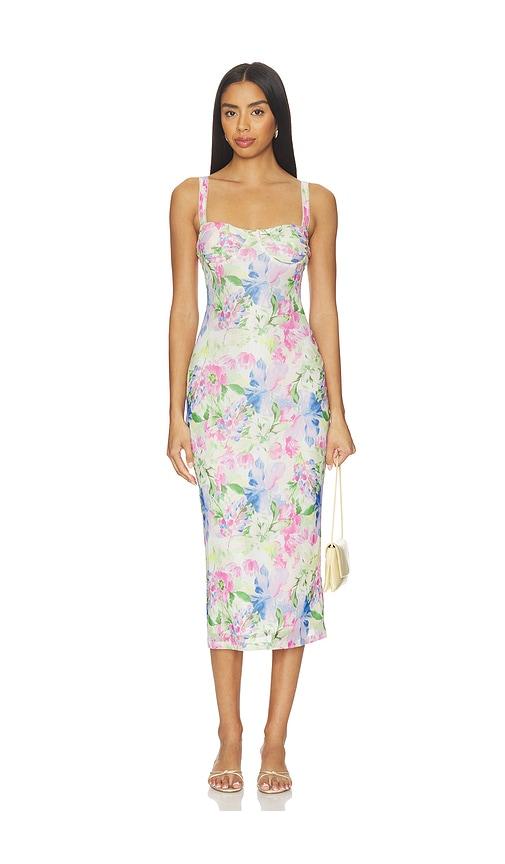 MINKPINK Celina Mesh Midi Dress in White,Pink by MINKPINK