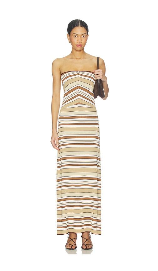 MINKPINK Vela Strapless Knit Midi Dress in Beige by MINKPINK