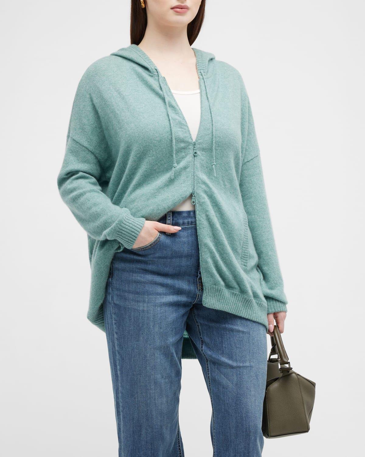 Plus Size Cashmere Zip-Front Hoodie by MINNIE ROSE PLUS