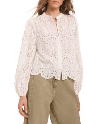 Women's Cotton Broderie Detail Blouse by MINT VELVET