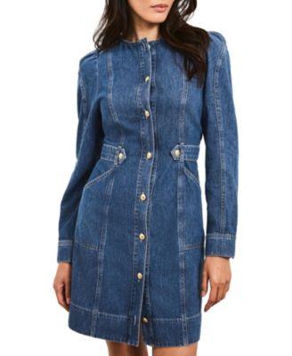 Women's Denim Puff Sleeve Mini Dress by MINT VELVET