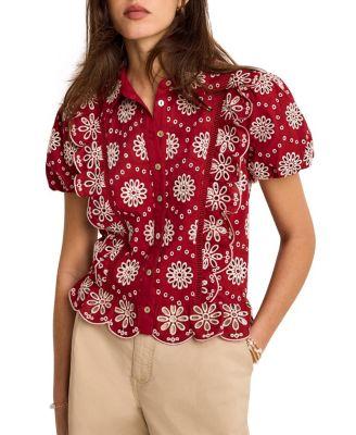 Women's Eyelet Embroidered Puff Sleeve Blouse by MINT VELVET