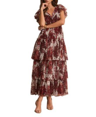 Women's Floral Print Tulle Midi Dress by MINT VELVET