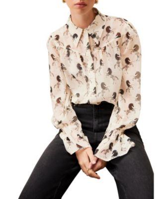Women's Horse Print Sheer Blouse by MINT VELVET