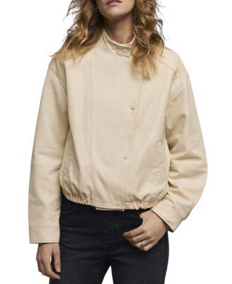 Women's Leather Cropped Pilot Bomber Jacket by MINT VELVET