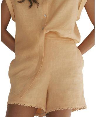 Women's Linen Scallop Hem Shorts by MINT VELVET