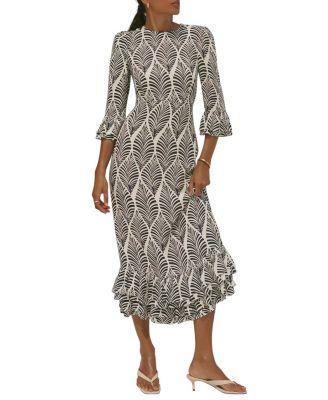 Women's Printed Ruffle Detail Midi Dress by MINT VELVET