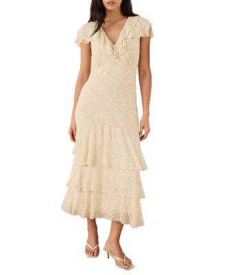 Women's Ruffle Print Midi Dress by MINT VELVET