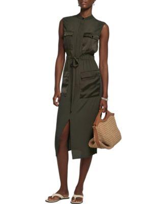 Women's Satin Mix Utility Shirt Dress by MINT VELVET