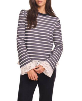 Women's Stripe Woven Mix Sweatshirt by MINT VELVET