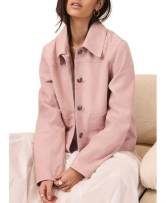 Women's Suede Jacket with Classic Collar & Button-Front Pockets by MINT VELVET