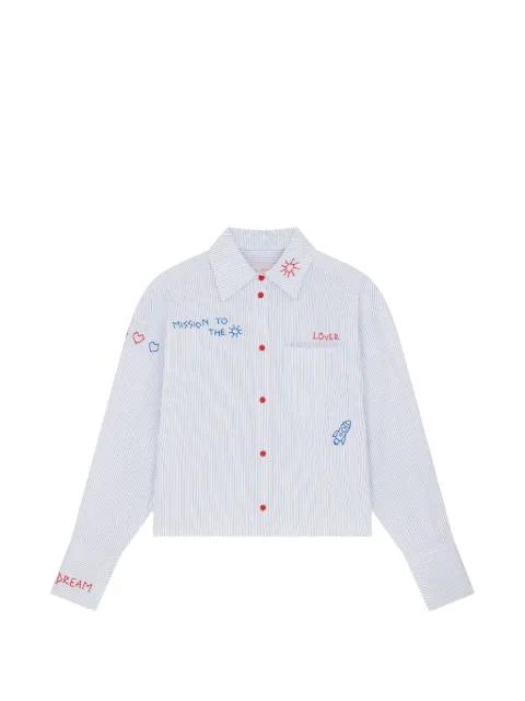 embroidered pinstripe shirt by MIRA MIKATI