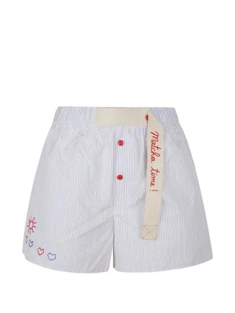 embroidered striped mini shorts by MIRA MIKATI