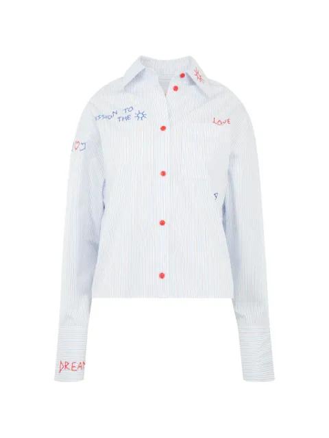 embroidered striped shirt by MIRA MIKATI