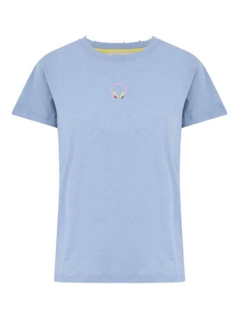 headphones-embroidered T-shirt by MIRA MIKATI