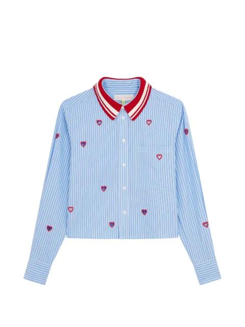 heart-embroidered striped shirt by MIRA MIKATI