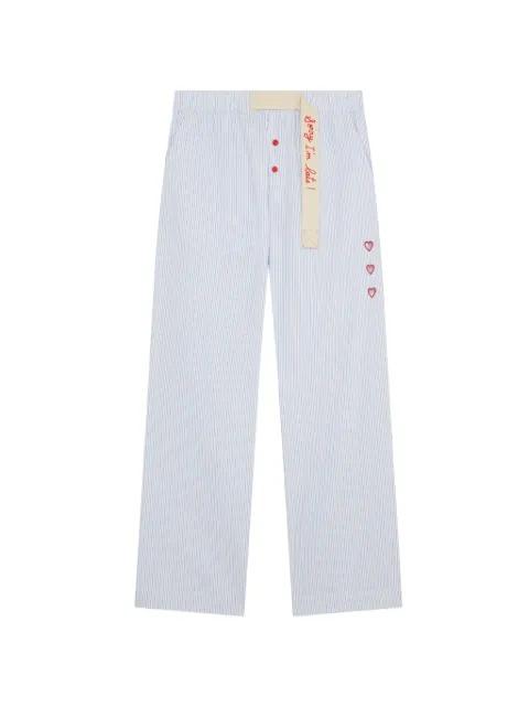 stripe-pattern embroidered-heart trousers by MIRA MIKATI