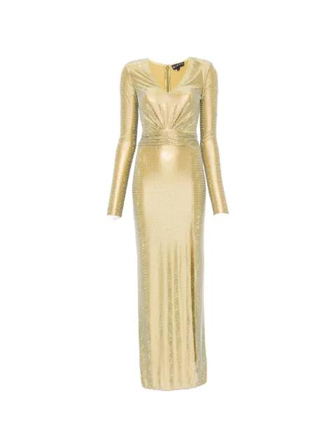 crystal-embellished front-slit dress by MIRON