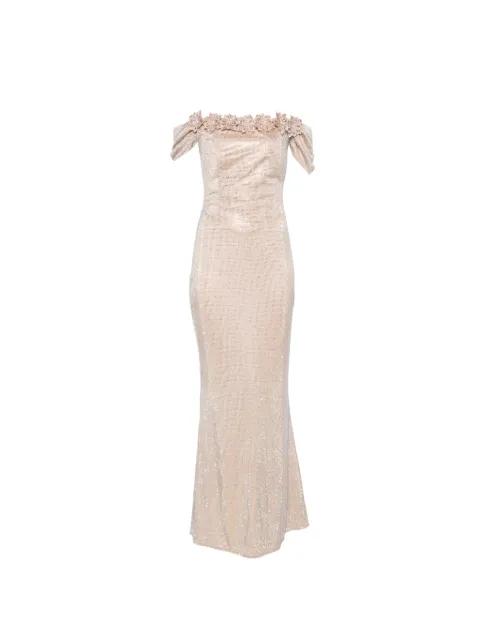 crystal-embellished off-shoulder dress by MIRON