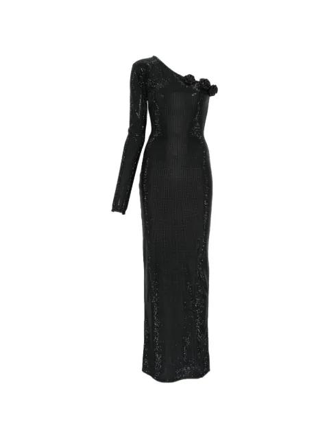 one-shoulder flower-accent dress by MIRON