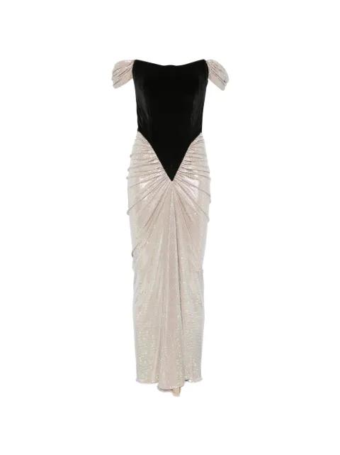 velvet-corset crystal-embellished gown by MIRON