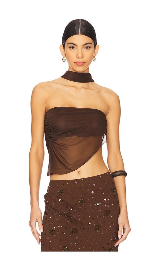 Mirror Palais Deity Top in Brown by MIRROR PALAIS