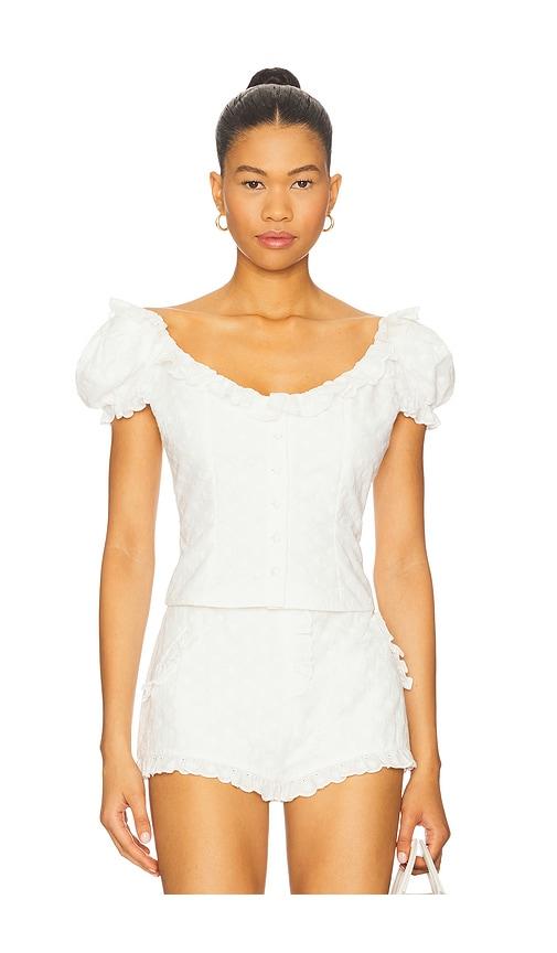 Mirror Palais Love Letter Eyelet Top in White by MIRROR PALAIS