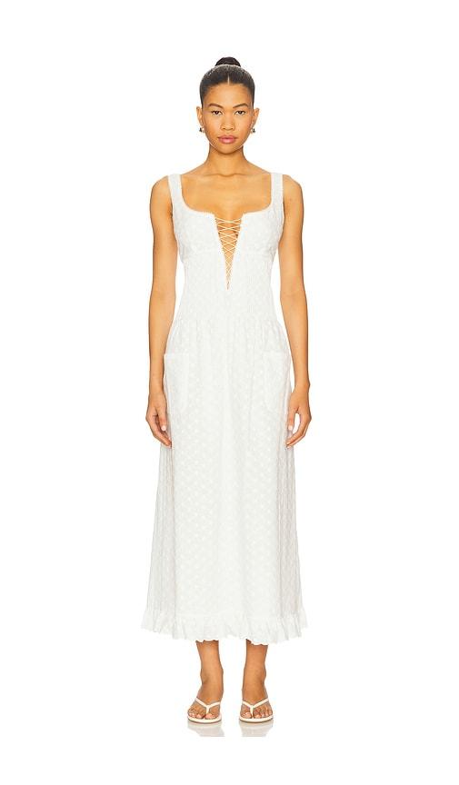 Mirror Palais Pin Tuck Eyelet Dress in White by MIRROR PALAIS