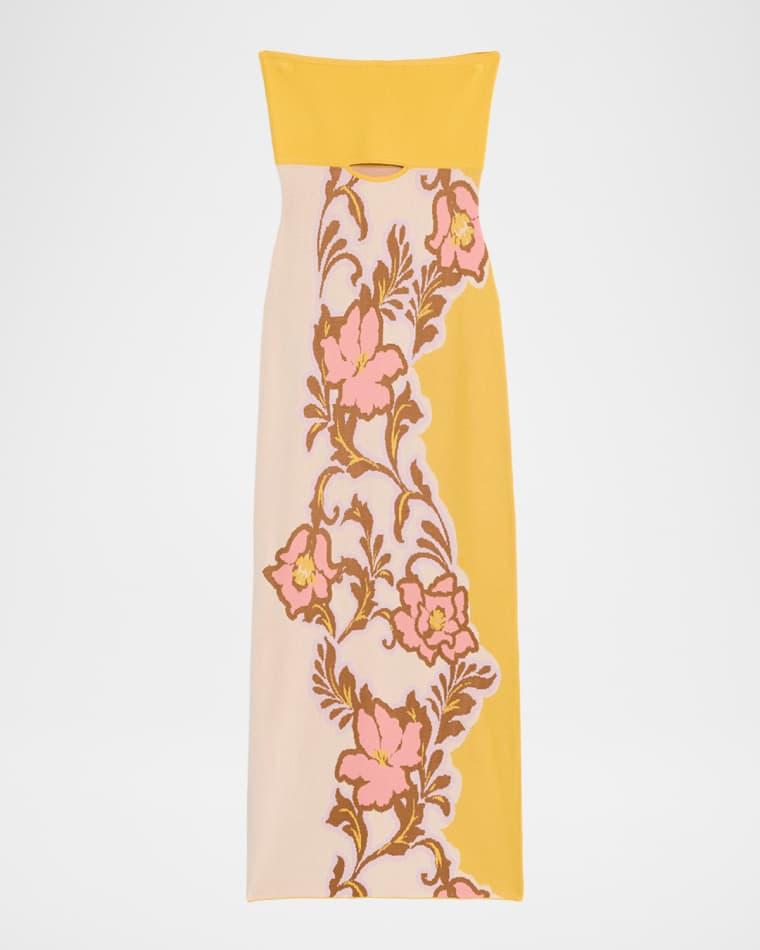 Fletcher Floral Knit Strapless Dress by MISA LOS ANGELES