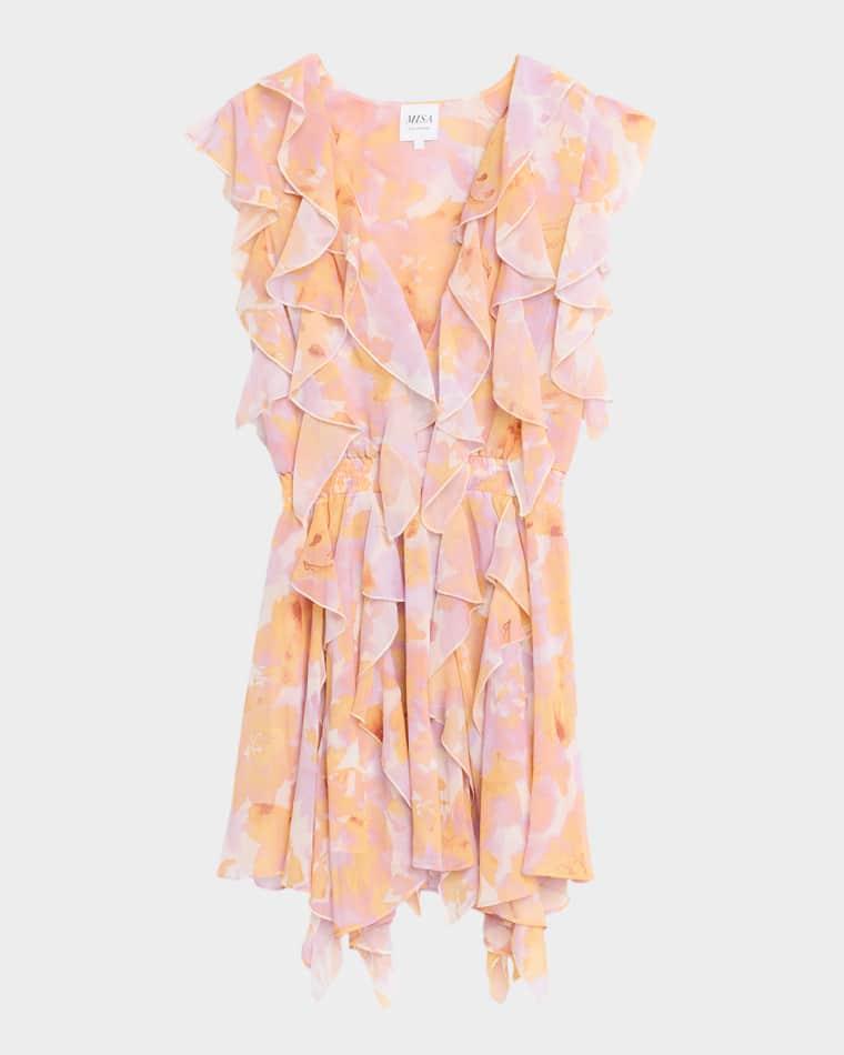 Jasmine Ruffled Floral Mini Dress by MISA LOS ANGELES