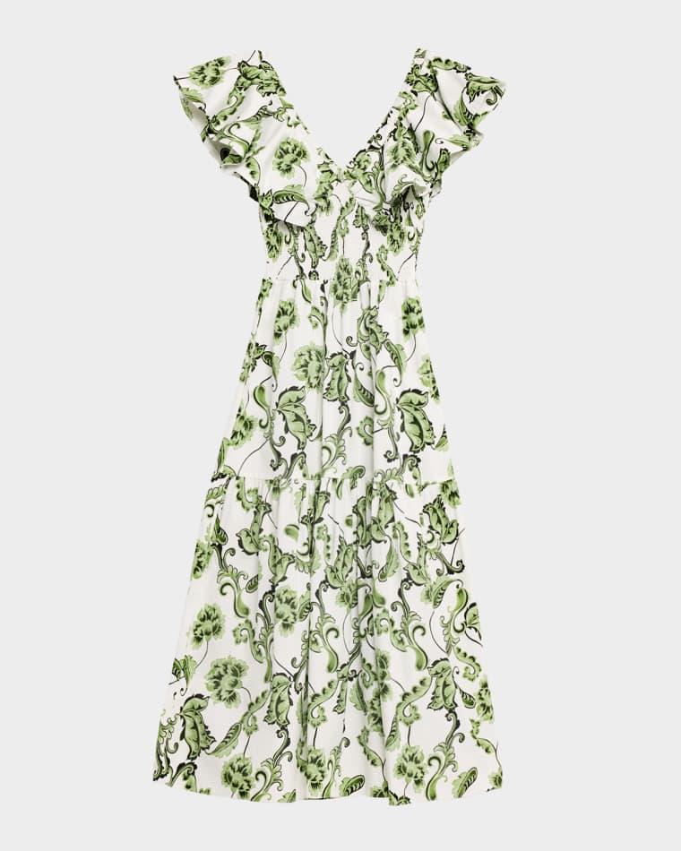 Leona Ruffle Midi Dress by MISA LOS ANGELES