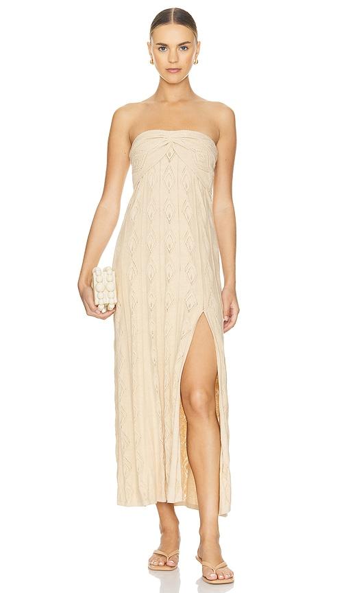 MISA Los Angeles Aicha Dress in Beige by MISA LOS ANGELES