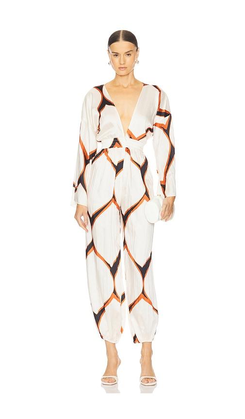 MISA Los Angeles Amina Jumpsuit in Cream by MISA LOS ANGELES