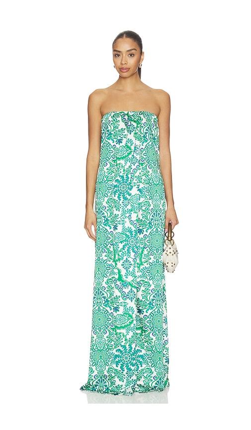 MISA Los Angeles Divina Dress in White,Green by MISA LOS ANGELES